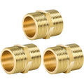 3x Brass Hex Double Nipple Fittings 3/4in BSP Rust-Proof Drinking Water Safe