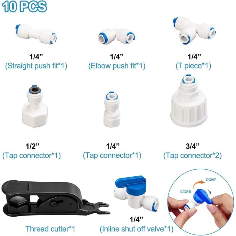 Fridge Water Supply Hose Kit POM Connectors for Water Filter Purifier