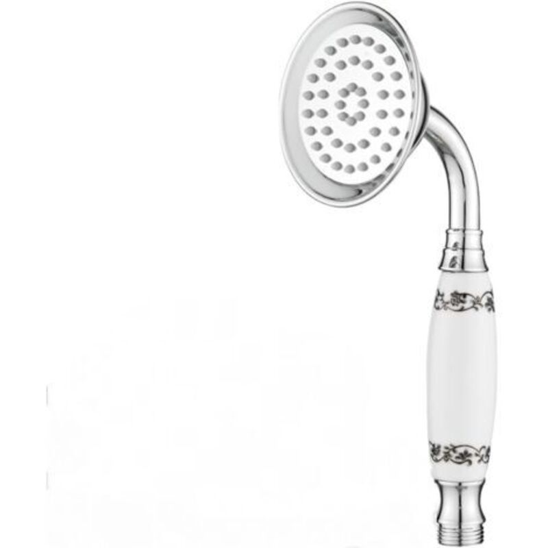 Victorian Ceramic Handle Handheld Shower Head Retro Telephone Style Chrome