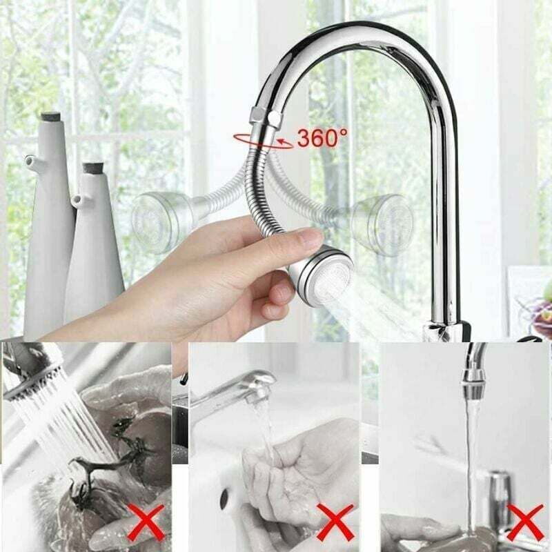 360 Degree Rotating Kitchen Tap Head Stainless Steel Water Saving Sprayer
