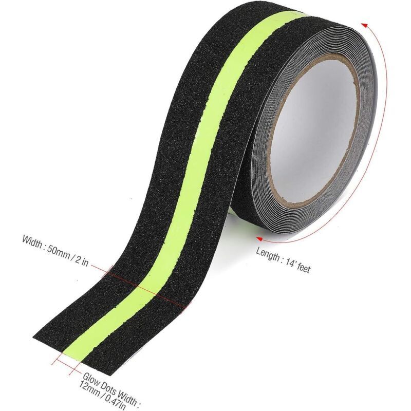 Anti-Slip Glow in the Dark Grip Tape 5cm x 5m Luminous Safety Strip