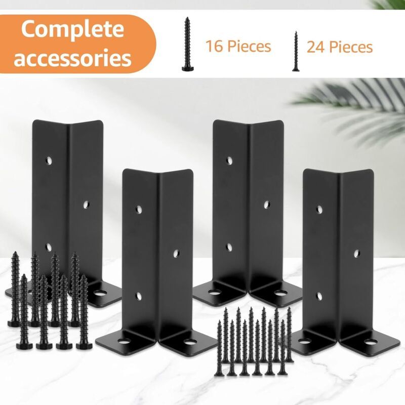 8x Adjustable Deck Post Supports Black for Handrail Balustrade Gazebo