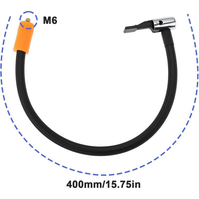 Tyre Inflator Hose Adapter M6 Clip-On Chuck 40cm for Car Motorcycle Bike