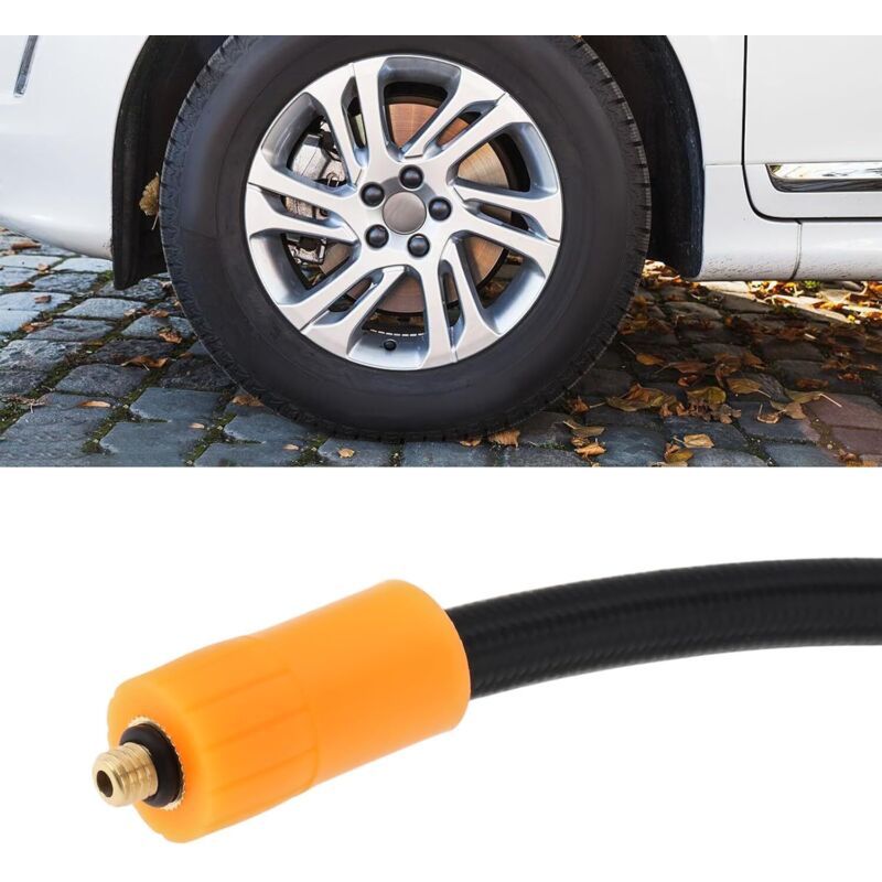 Tyre Inflator Hose Adapter M6 Clip-On Chuck 40cm for Car Motorcycle Bike