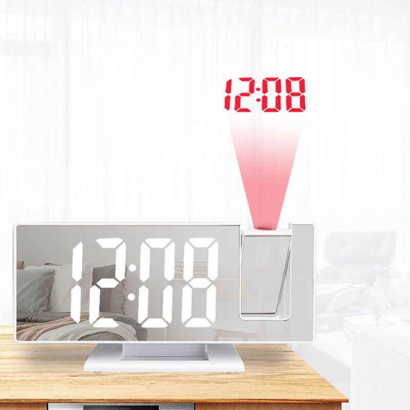 Digital LED Projection Alarm Clock Silent Bedside with Time Projector