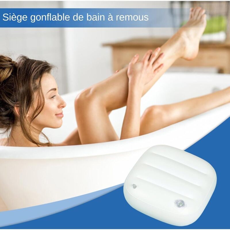 2x Inflatable Spa Bath Booster Seat Cushion 40x38x16cm for Bathtub