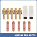 12pc MIG Welding Contact Tips Nozzle Gas Connector Kit 15AK MIG MAG 0.8mm