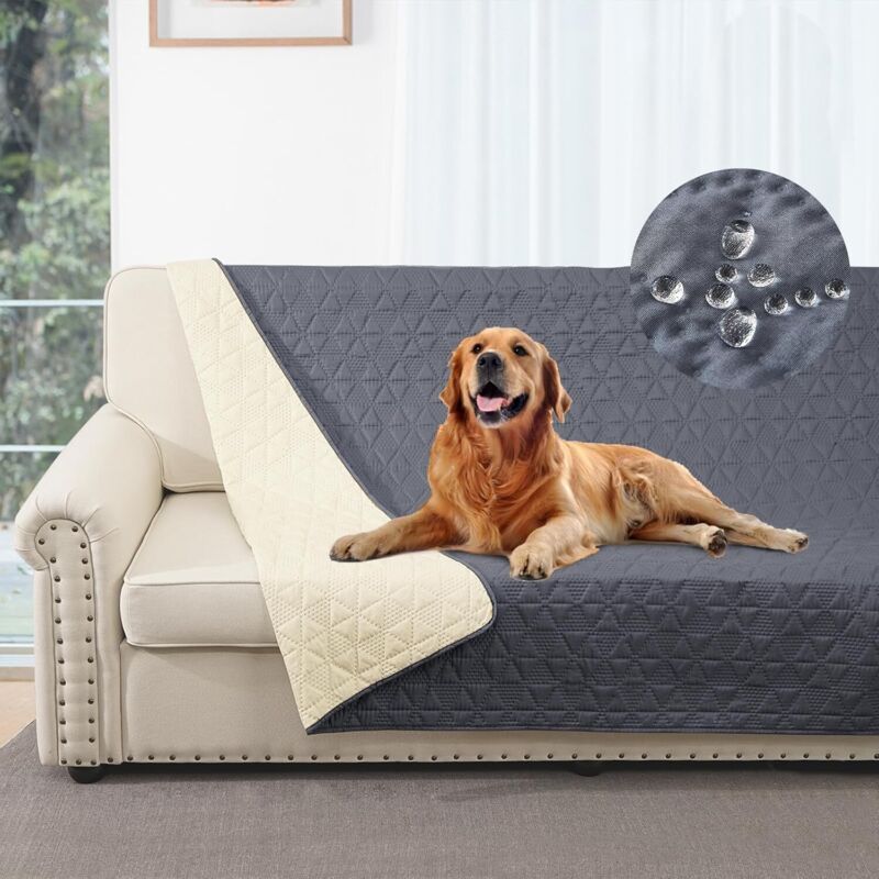 100% Waterproof Sofa Cover 130x210cm Grey Pet Protector Dogs Cats Kids