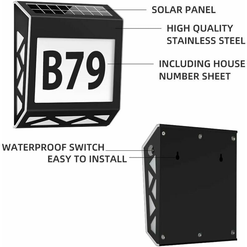 Solar House Number Light 8 LED Stainless Steel IP54 with Dusk Sensor