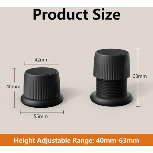 4x Adjustable Furniture Risers 4.1-6.3cm Anti-Slip for Beds Sofas Black