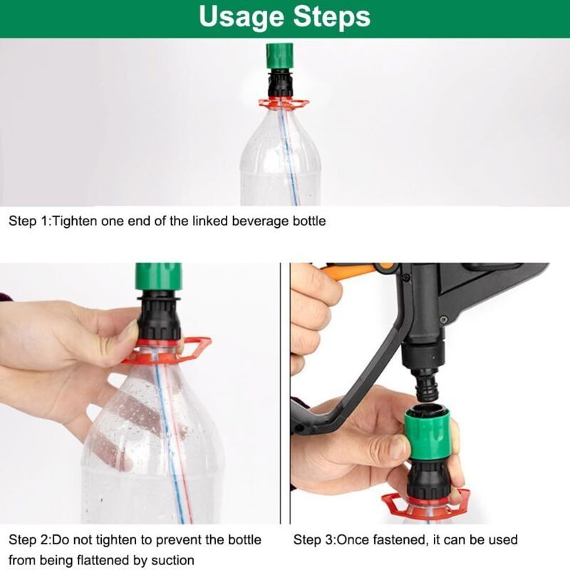 Bottle Adapter with Hose for High Pressure Spray Gun Clear Extension Kit