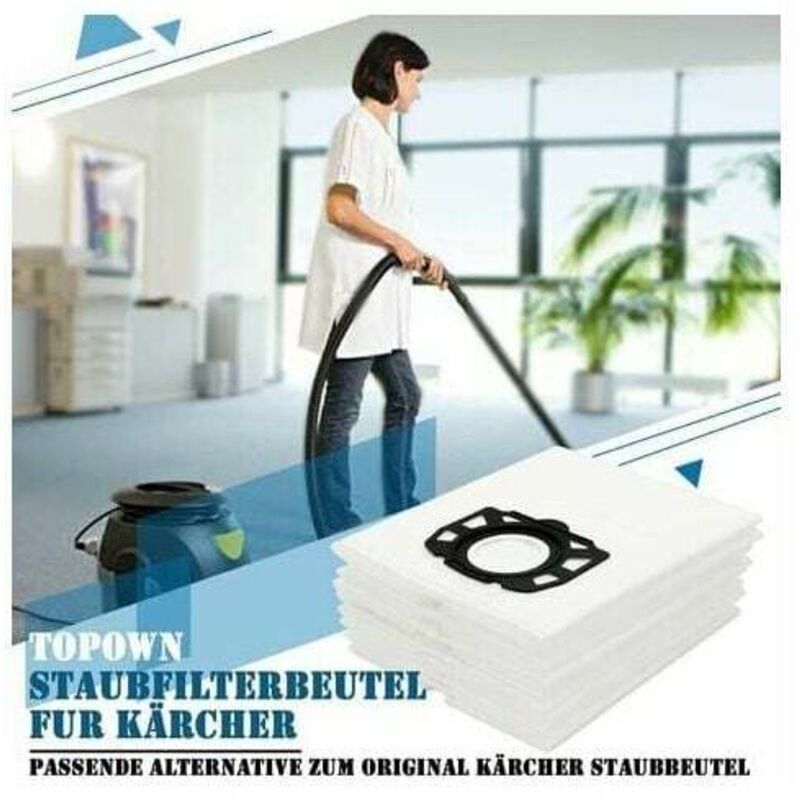 10x Fleece Dust Filter Bags for Karcher WD4 WD5 WD6 MV4 MV5 MV6 Vacuum