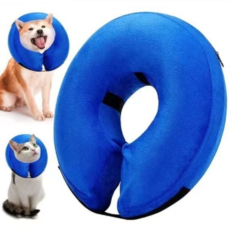 Inflatable Dog Recovery Collar Size L Blue Anti-Lick Bite Wound Healing