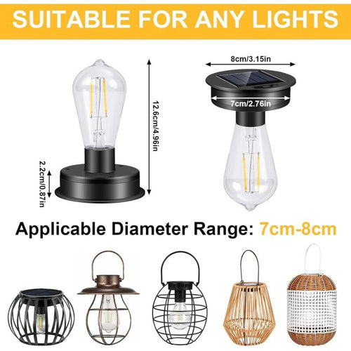 2x Solar Garden Light Replacement LED Bulbs with Lantern Cover Outdoor