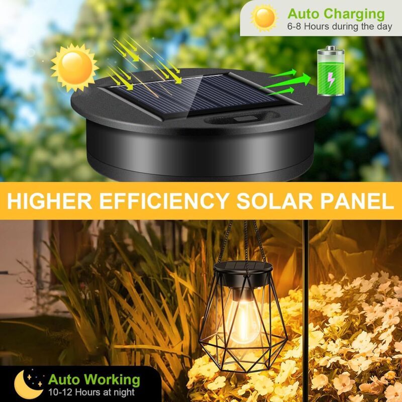 2x Solar Garden Light Replacement LED Bulbs with Lantern Cover Outdoor