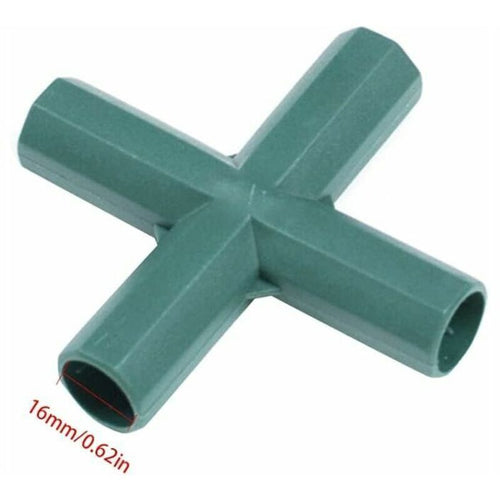 10x 4-Way Cross Greenhouse Frame Connectors 16mm Plastic Garden Tube