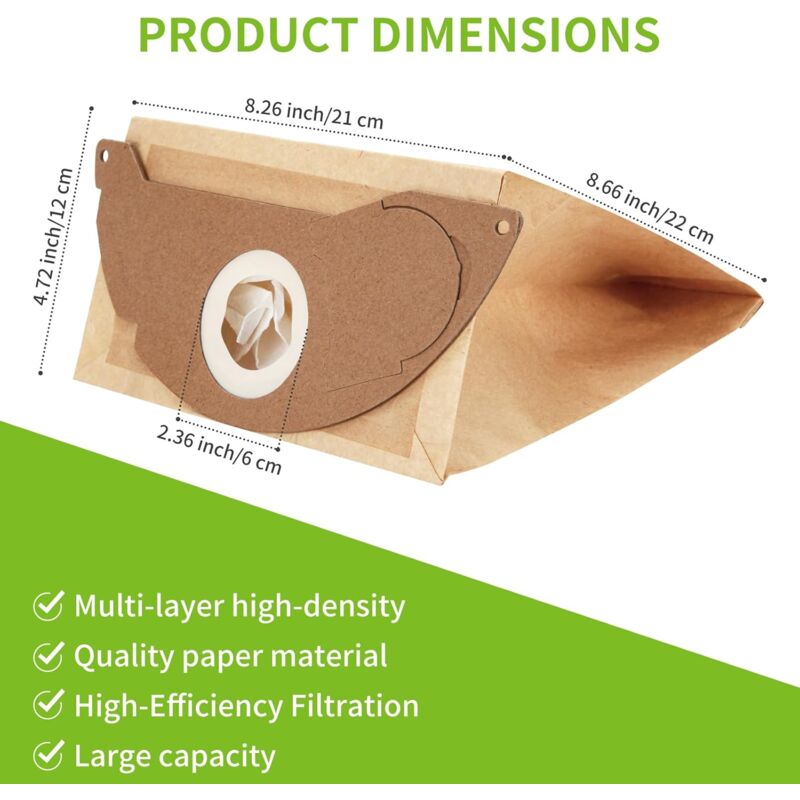 10x Filter Bags for Karcher WD2 MV2 6.904-322.0 WD2250 A2004 A2054 Vacuum