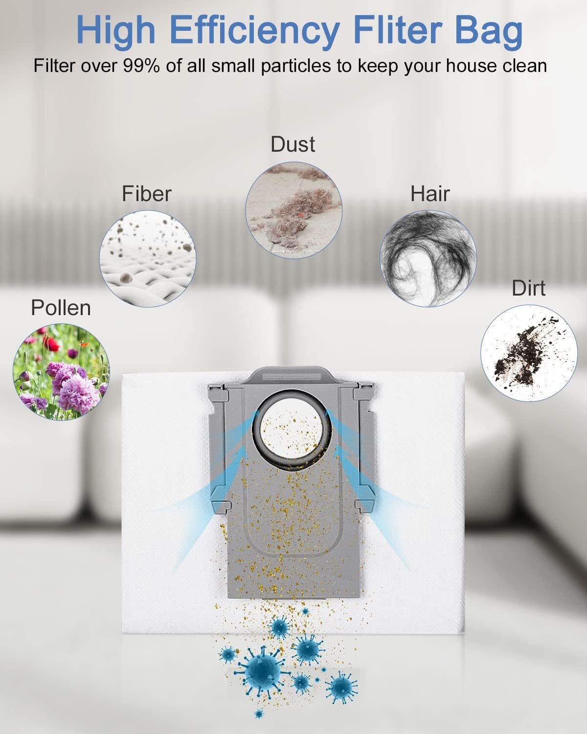 10x Dust Bags for Roborock S8+ S8 Pro Ultra S7 MaxV Ultra Q7 Robot Vacuum