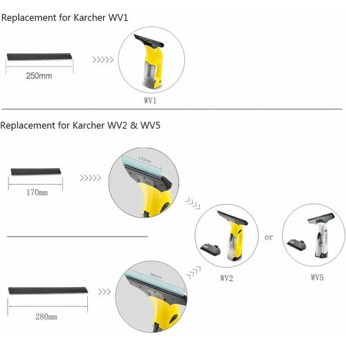 2x 280mm Squeegee Blades for Karcher WV2 WV5 Window Vacuum Refill