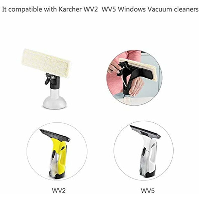 3x Microfibre Pads for Karcher WV2 WV5 Premium Window Vacuum Cleaner