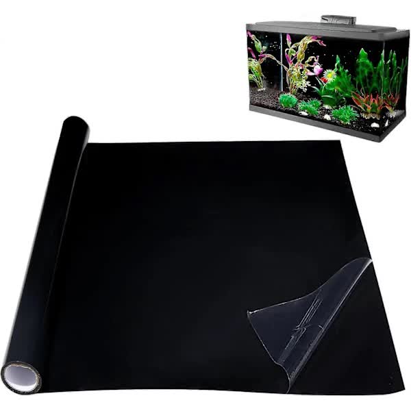 Black Aquarium Background Static Adhesive PVC Poster Fish Tank Decor