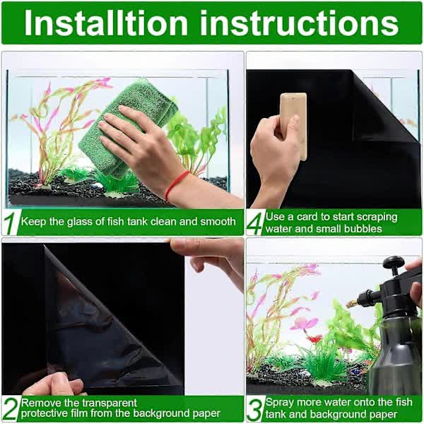 Black Aquarium Background Static Adhesive PVC Poster Fish Tank Decor