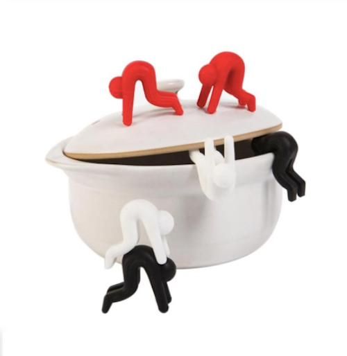 2x Silicone Pot Lid Holders Boil Over Guard Spill Prevention Black