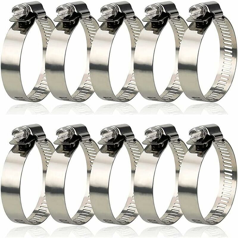10x Adjustable Hose Clamps 304 Stainless Steel 51mm Worm Drive Clips