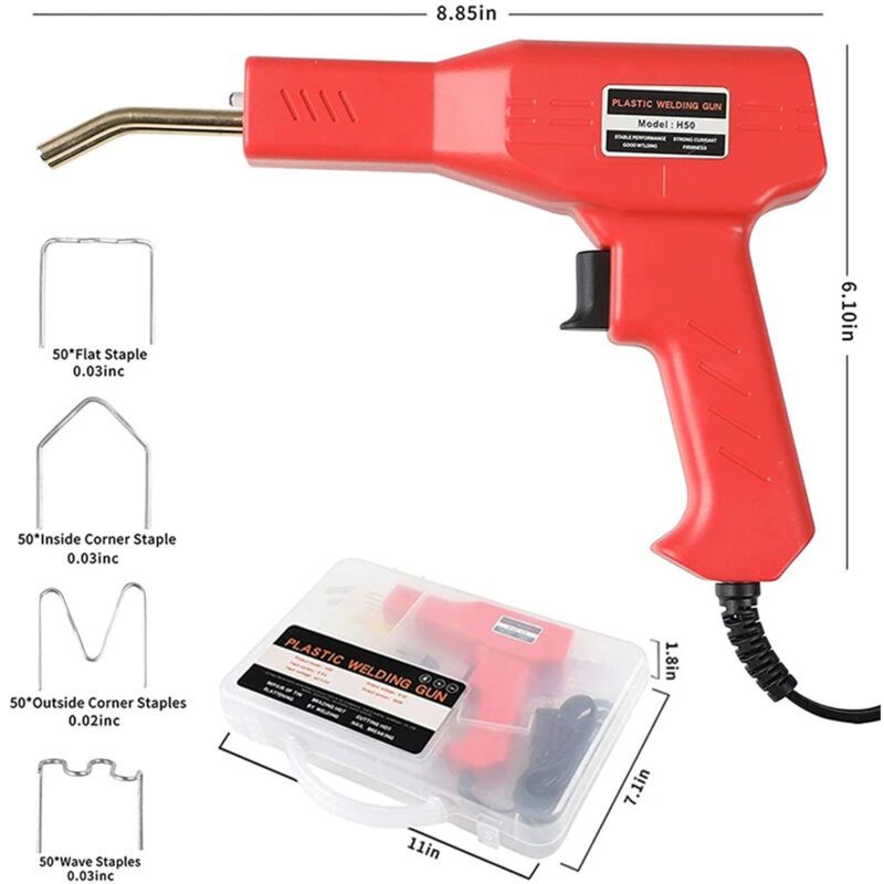 50W Hot Stapler Plastic Welder Car Bumper Repair Kit with 200 Staples