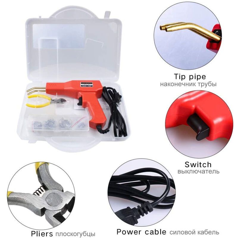 50W Hot Stapler Plastic Welder Car Bumper Repair Kit with 200 Staples