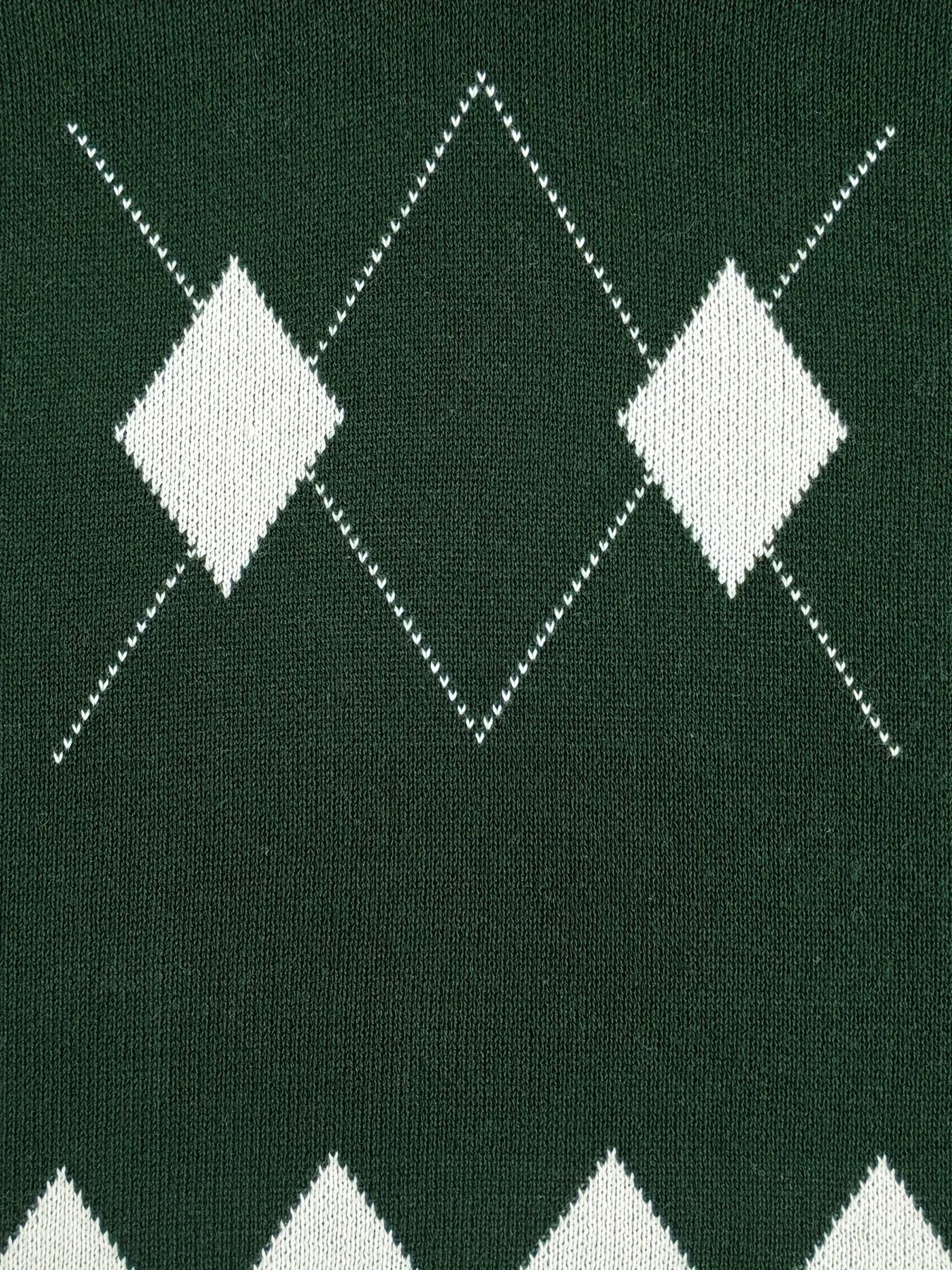 BX0004-DARK 100% Cotton Kids V-Neck Argyle Sweater Vest, Boys and Girls School Uniform Knitwear, Dark Green, Size 110