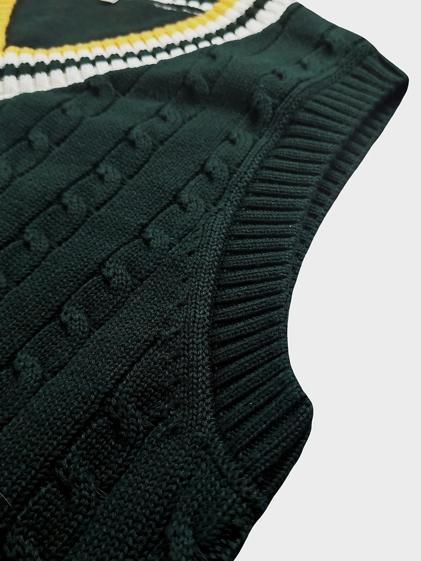 BX0009-DARK 100% Cotton Kids V-Neck Cable Knit Sweater Vest, Boys and Girls Knitwear, Dark Green, Size 120