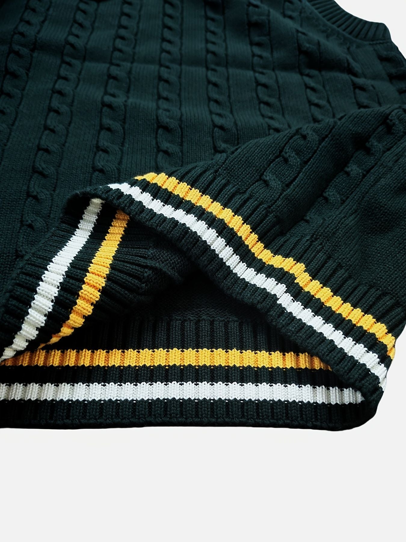 BX0009-DARK 100% Cotton Kids V-Neck Cable Knit Sweater Vest, Boys and Girls Knitwear, Dark Green, Size 165