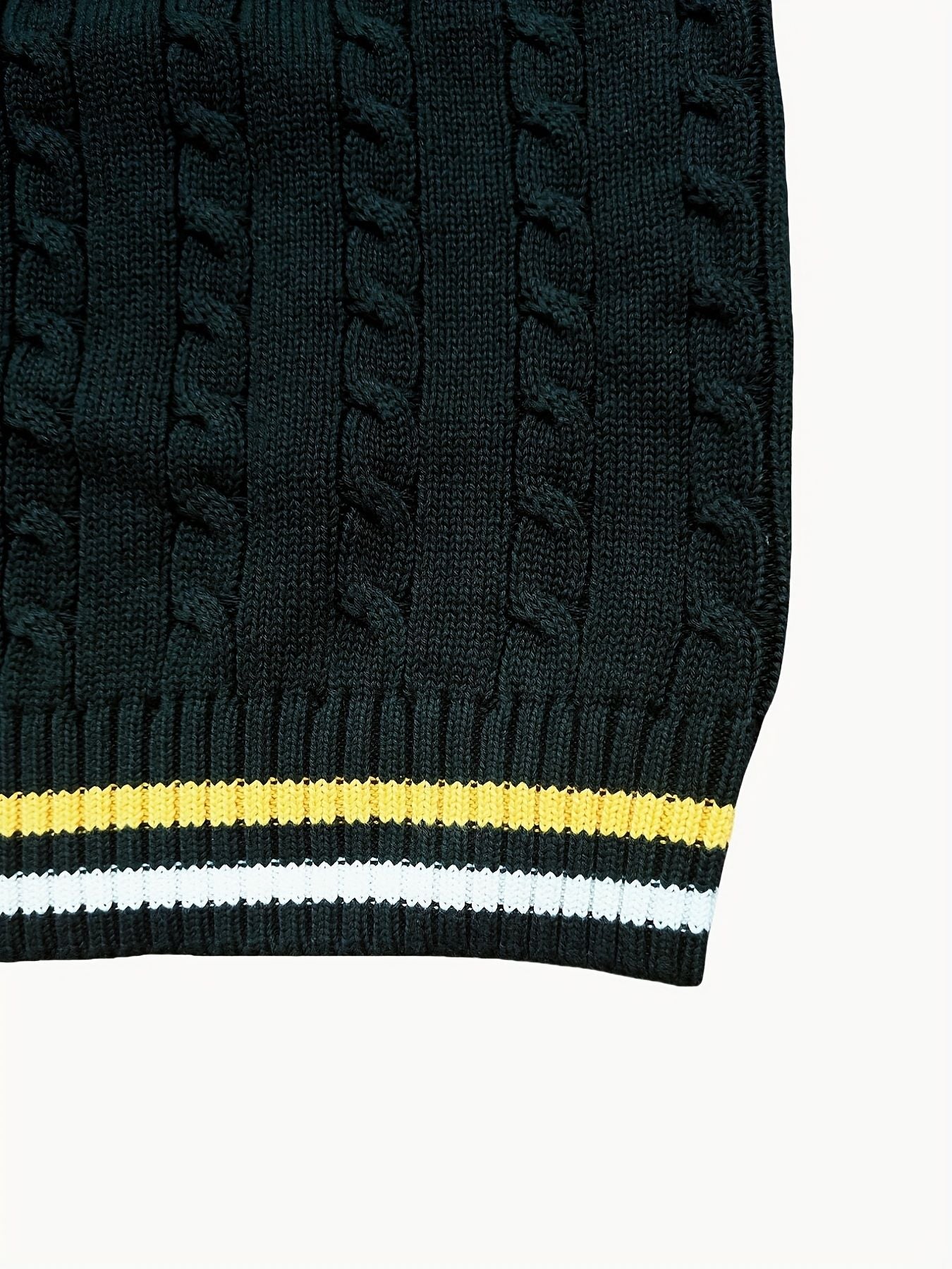 BX0009-DARK 100% Cotton Kids V-Neck Cable Knit Sweater Vest, Boys and Girls Knitwear, Dark Green, Size 170
