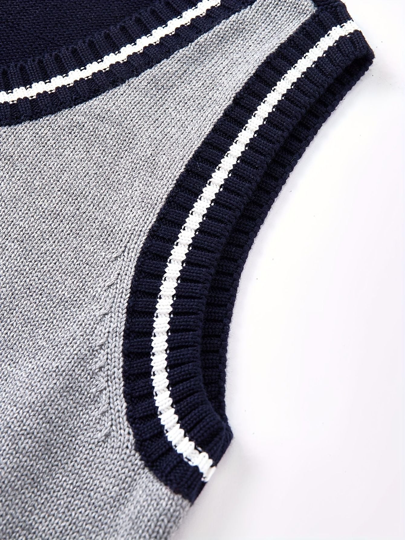 BX0013-LIGHT 100% Cotton Kids V-Neck Striped Sweater Vest, Boys and Girls Knitwear, Light Grey, Size 150