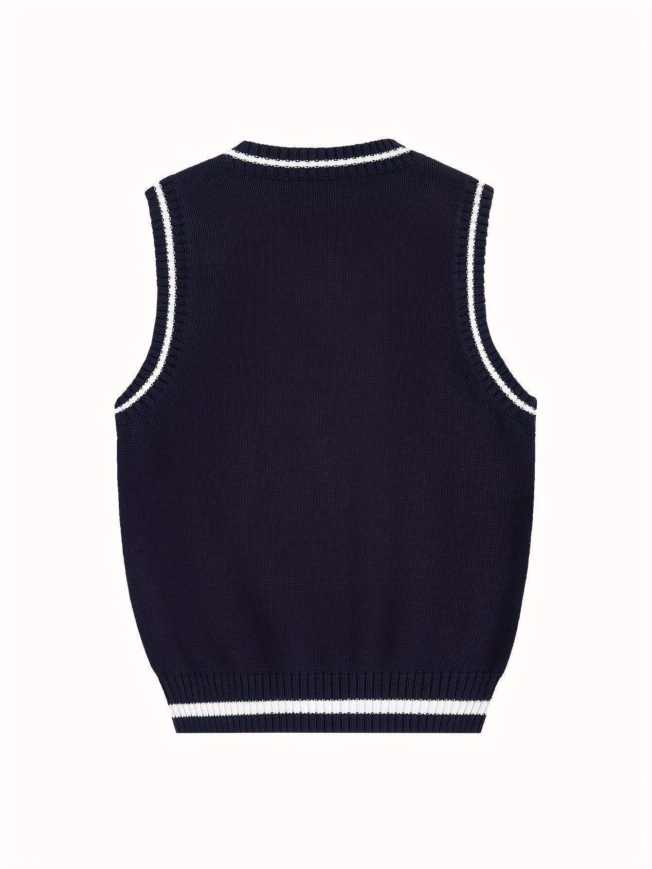 BX0013-LIGHT 100% Cotton Kids V-Neck Striped Sweater Vest, Boys and Girls Knitwear, Light Grey, Size 170