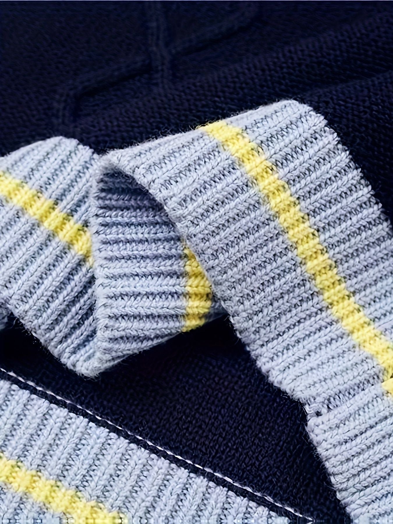 BX0026-NAVY 100% Cotton Kids V-Neck Striped Sweater Vest, Boys and Girls Knitwear, Navy Blue, Size 130