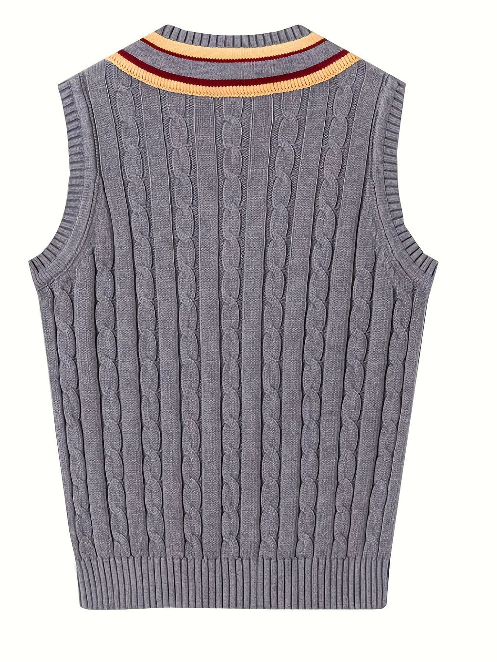 BX0038-DARK 100% Cotton Kids V-Neck Striped Sweater Vest, Boys and Girls Knitwear, Dark Grey, Size 110