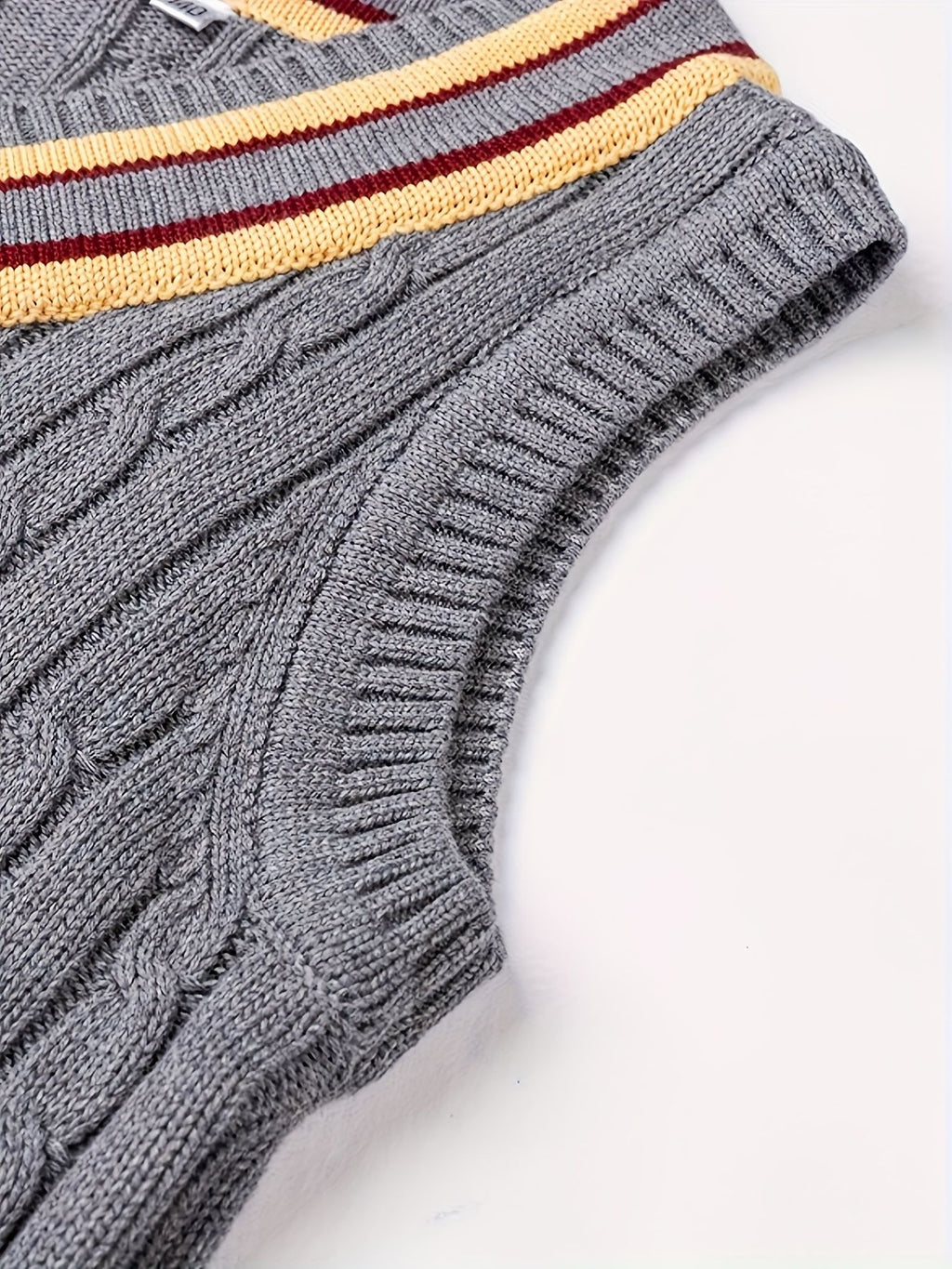 BX0038-DARK 100% Cotton Kids V-Neck Striped Sweater Vest, Boys and Girls Knitwear, Dark Grey, Size 110