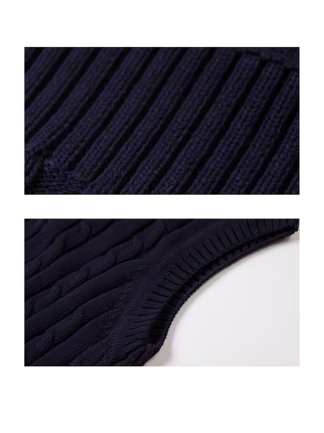 BX0038-NAVY 100% Cotton Kids V-Neck Striped Sweater Vest, Boys and Girls Knitwear, Navy Blue, Size 110