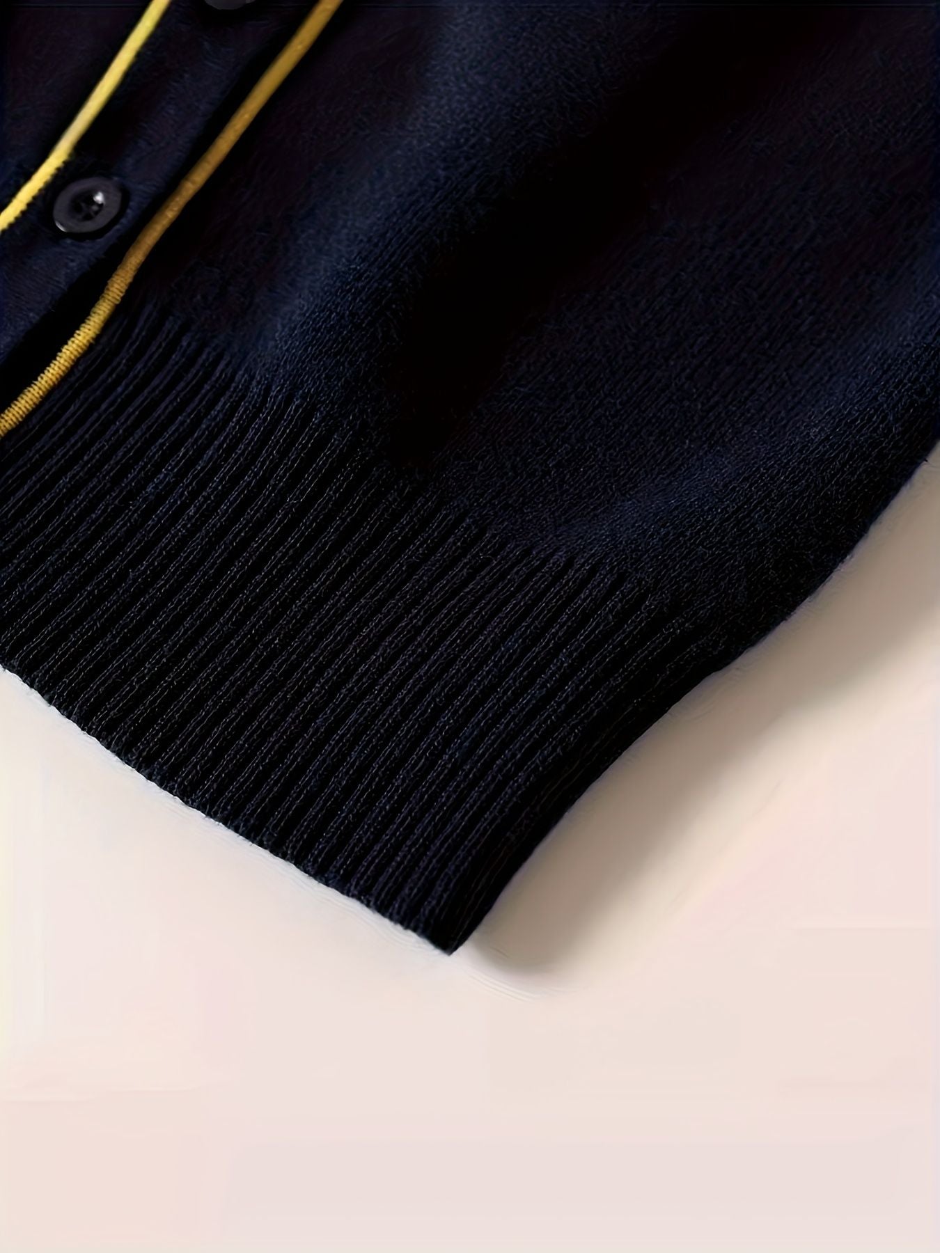 KS0007-NAVY 100% Cotton Kids V-Neck Long sleeve Button Cardigan, Boys and Girls School Uniform Knitwear, Navy Blue, Size 120