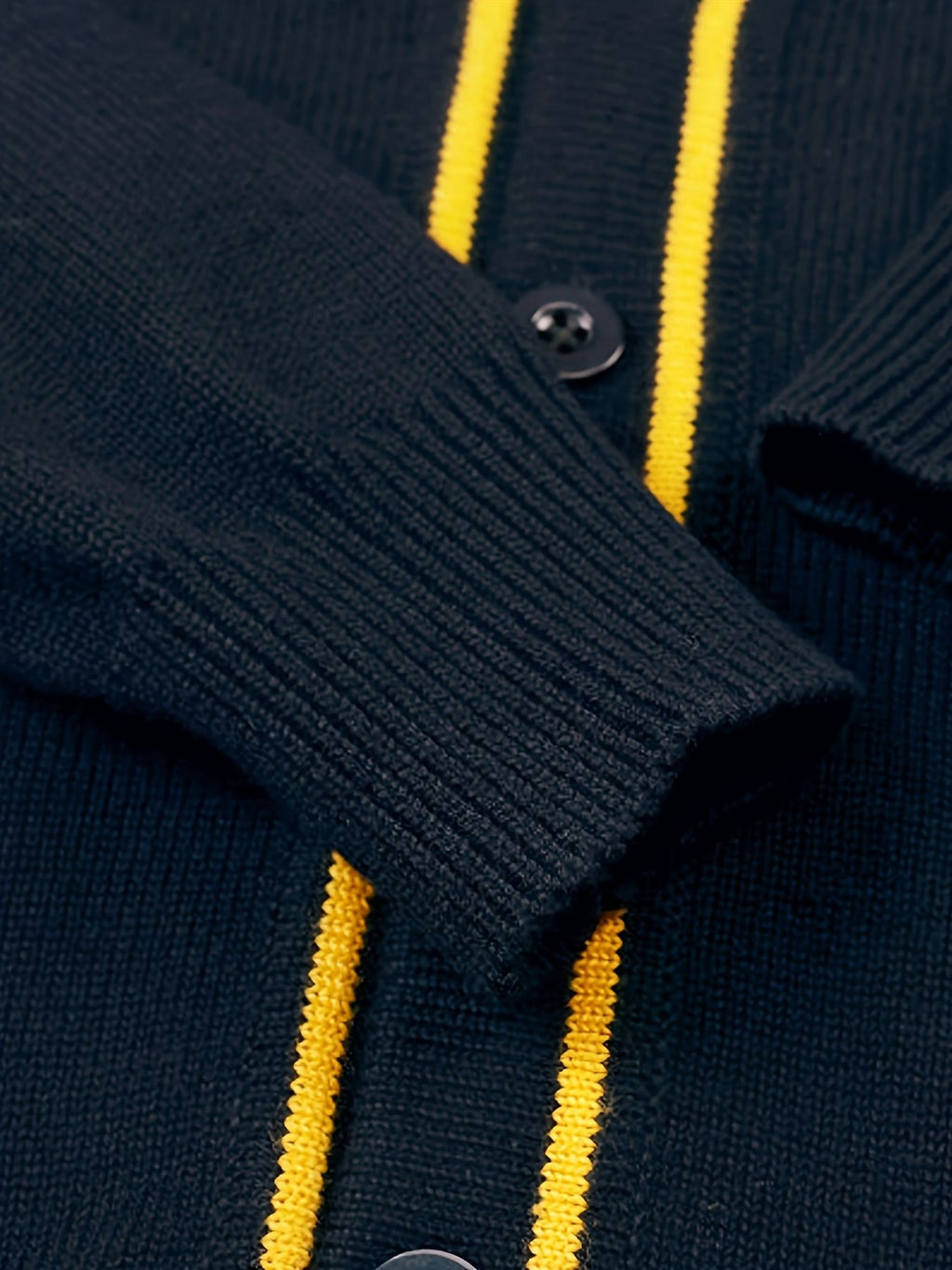 KS0007-NAVY 100% Cotton Kids V-Neck Long sleeve Button Cardigan, Boys and Girls School Uniform Knitwear, Navy Blue, Size 150