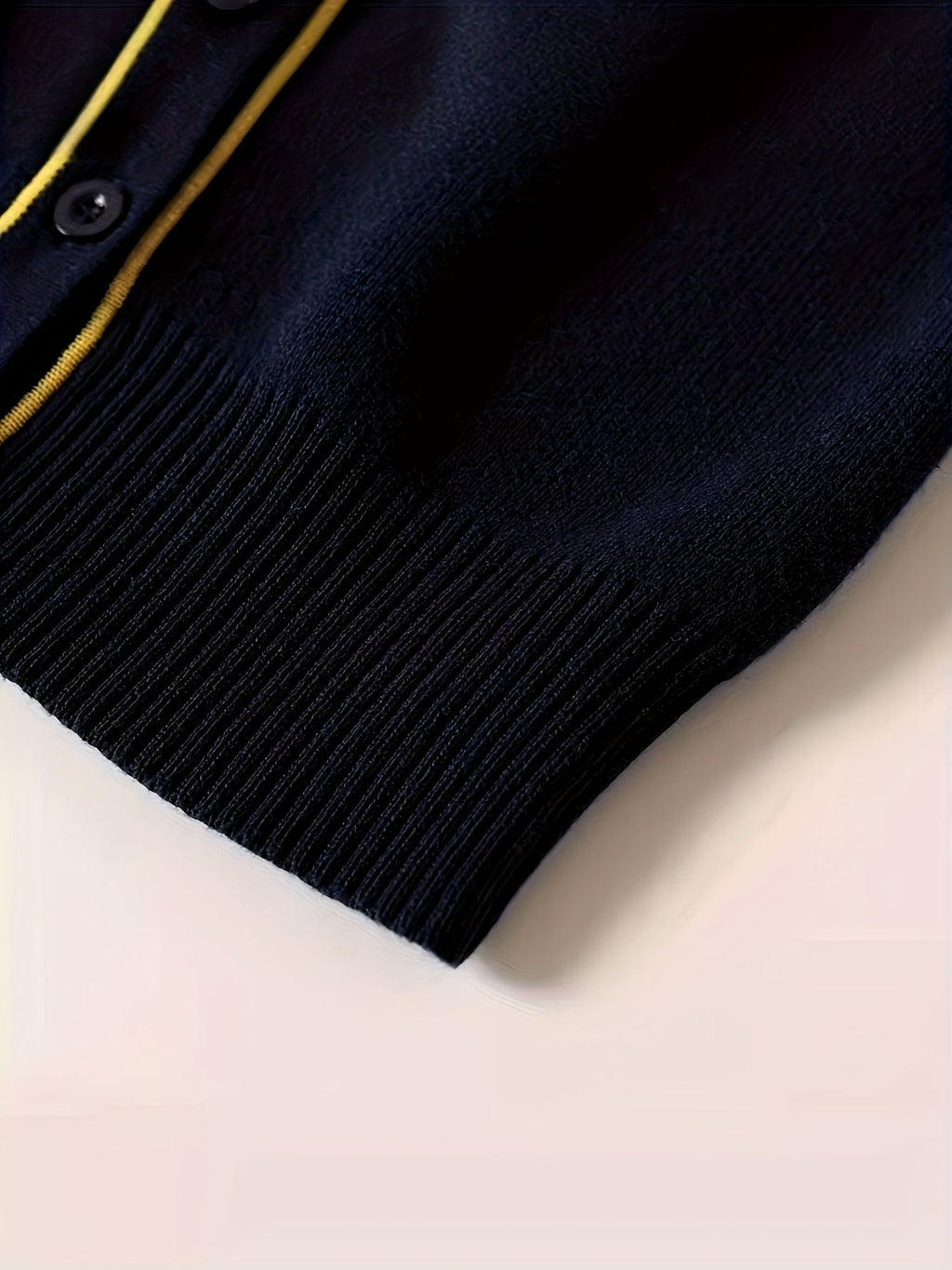 KS0007-NAVY 100% Cotton Kids V-Neck Long sleeve Button Cardigan, Boys and Girls School Uniform Knitwear, Navy Blue, Size 165