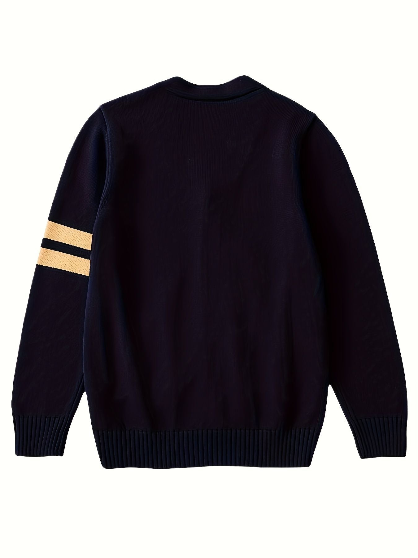 KS0015-NAVY 100% Cotton Kids V-Neck Long sleeve Button Cardigan, Boys and Girls School Uniform Knitwear, Navy Blue, Size 140