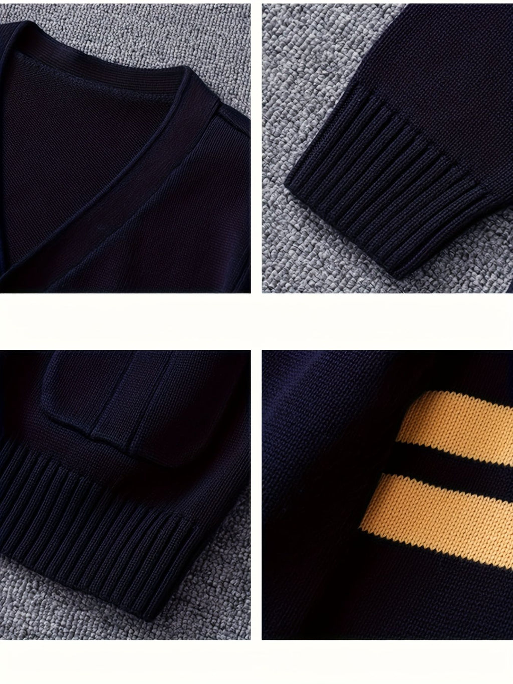 KS0015-NAVY 100% Cotton Kids V-Neck Long sleeve Button Cardigan, Boys and Girls School Uniform Knitwear, Navy Blue, Size 140