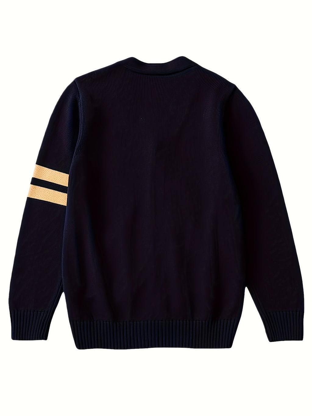 KS0015-NAVY 100% Cotton Kids V-Neck Long sleeve Button Cardigan, Boys and Girls School Uniform Knitwear, Navy Blue, Size 150