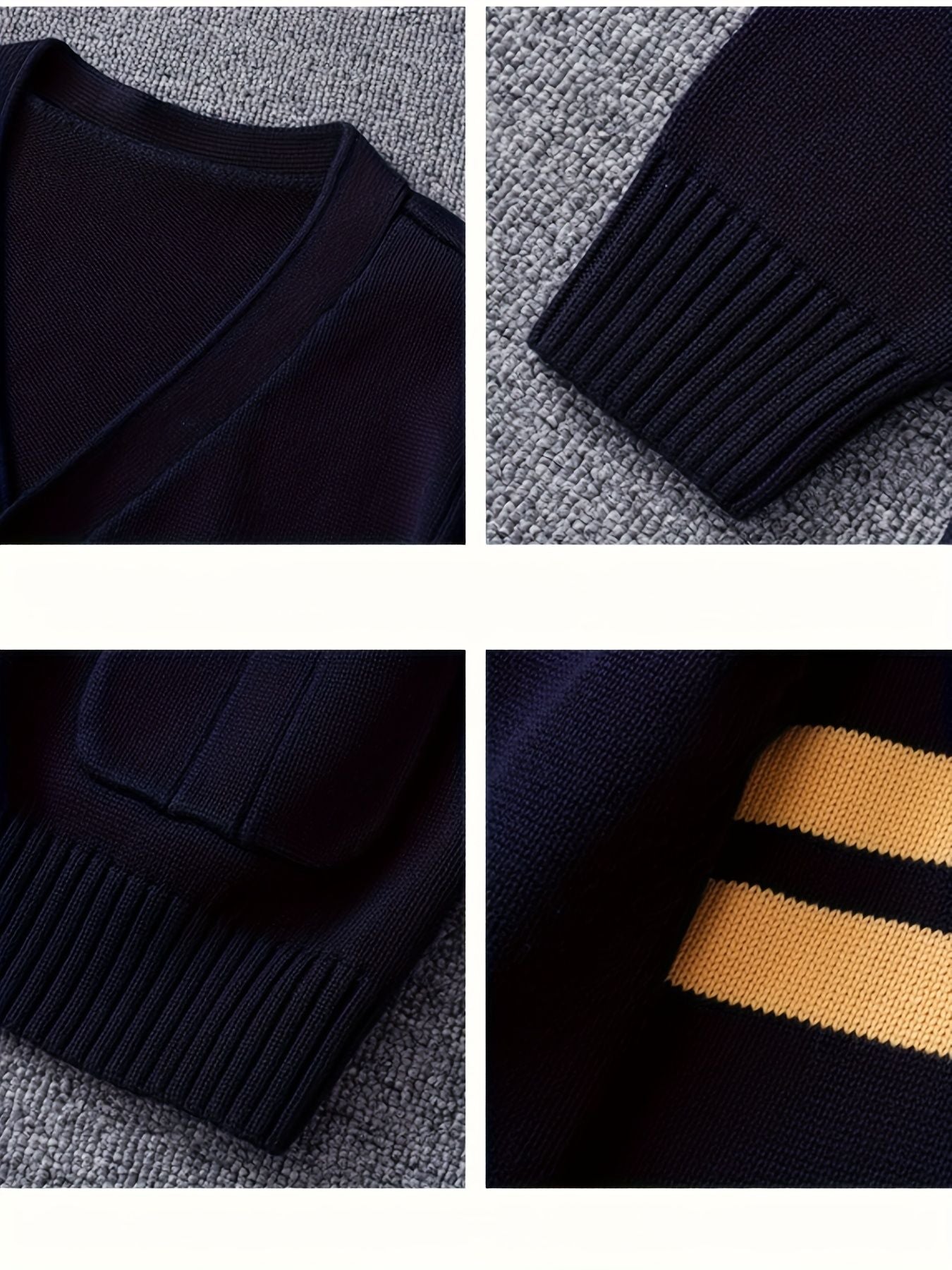 KS0015-NAVY 100% Cotton Kids V-Neck Long sleeve Button Cardigan, Boys and Girls School Uniform Knitwear, Navy Blue, Size 170