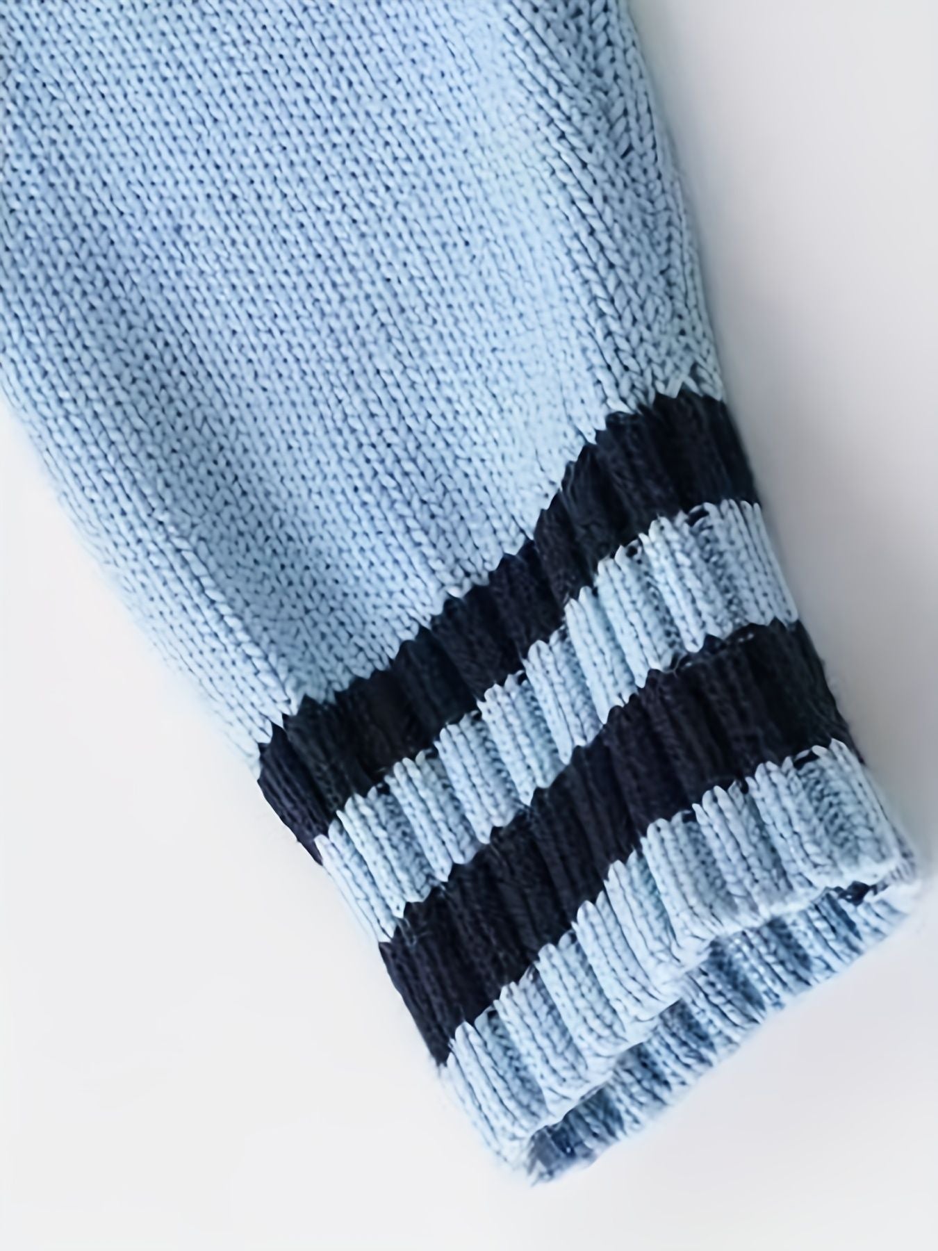 KS0017-LIGHT 100% Cotton Kids V-Neck Long sleeve Button Cardigan, Boys and Girls Knitwear, Light Blue, Size 110
