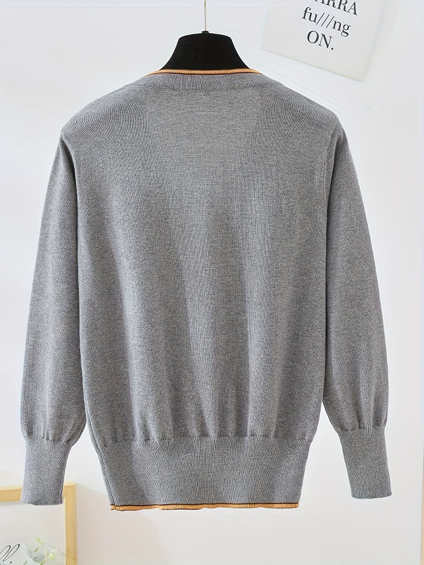 KS0022-DARK 100% Cotton Kids V-Neck Long sleeve Button Cardigan, Boys and Girls School Uniform Knitwear, Dark Grey, Size 120