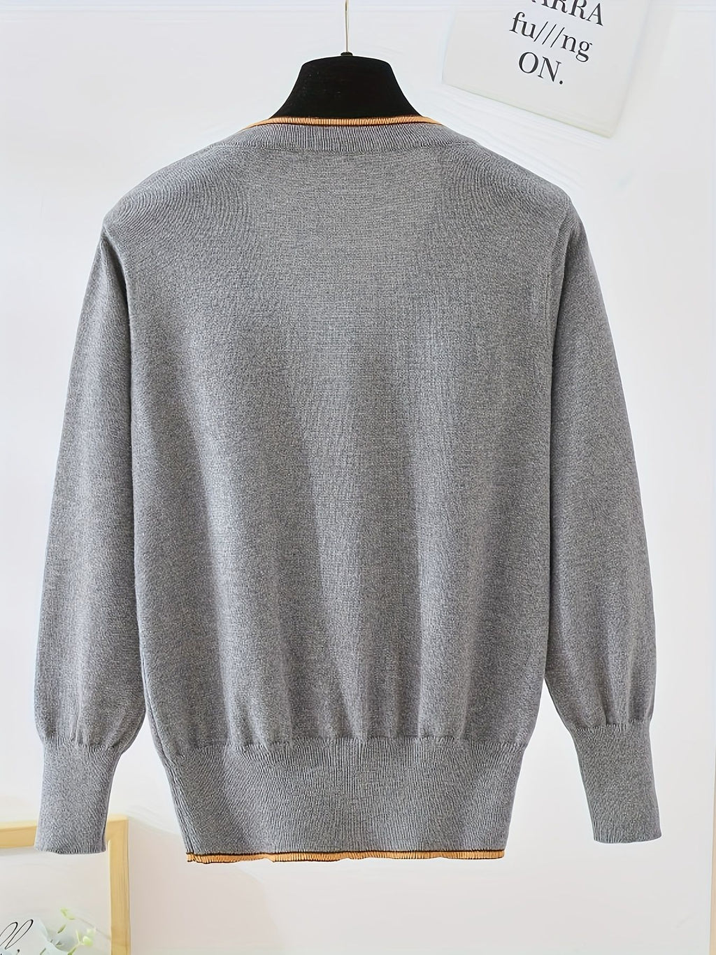 KS0022-DARK 100% Cotton Kids V-Neck Long sleeve Button Cardigan, Boys and Girls School Uniform Knitwear, Dark Grey, Size 150